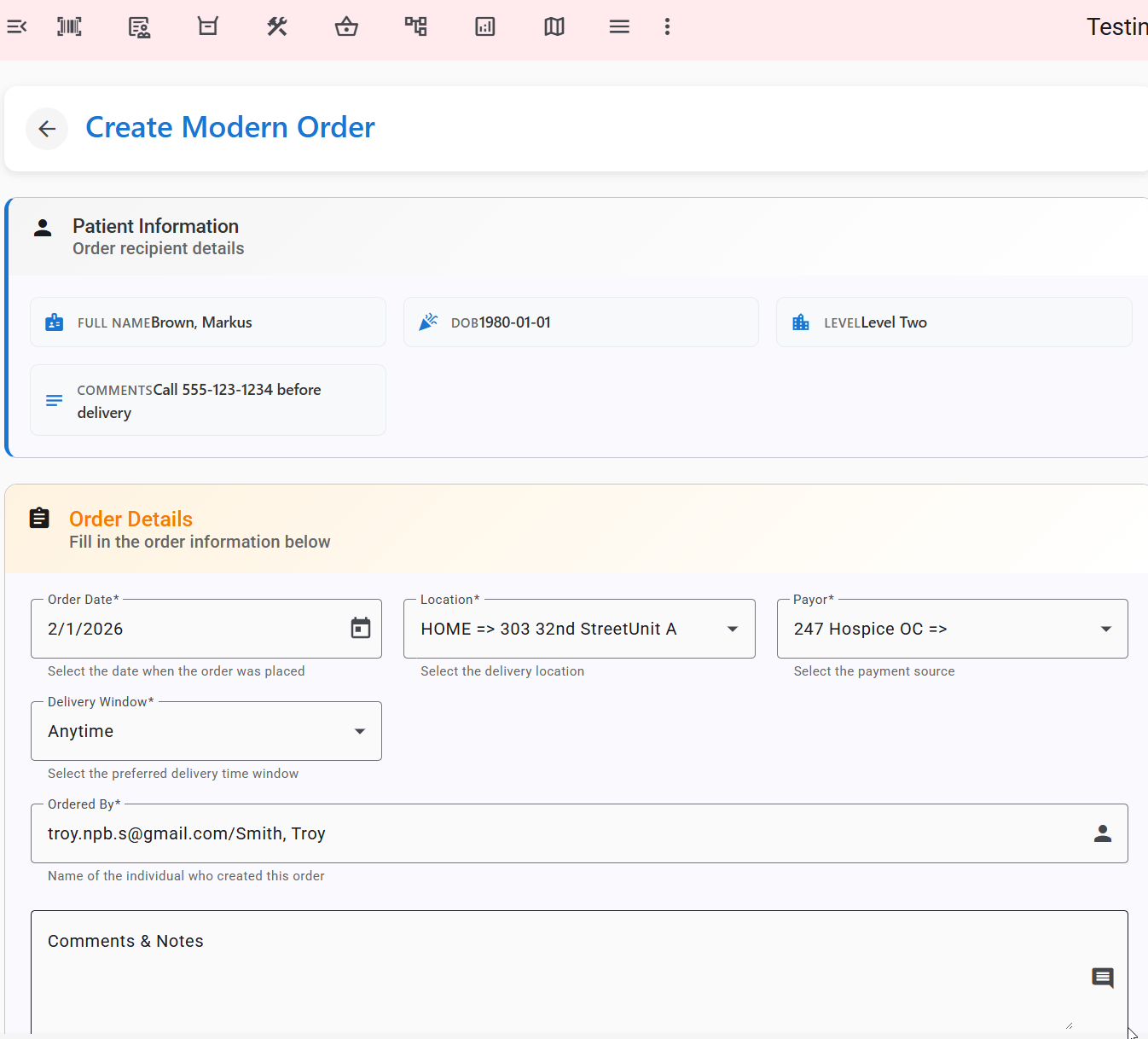 Delivery Order Creation